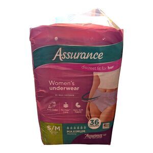 Assurance Women's Incontinence & Postpartum Underwear Size Small/Med Max 36 Ct